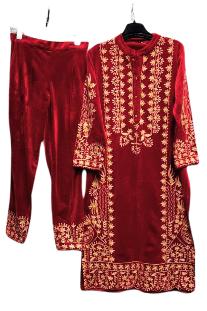Red lorima velvet suit