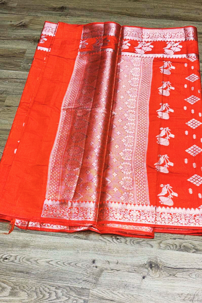 Orange Padma Banarasi saree