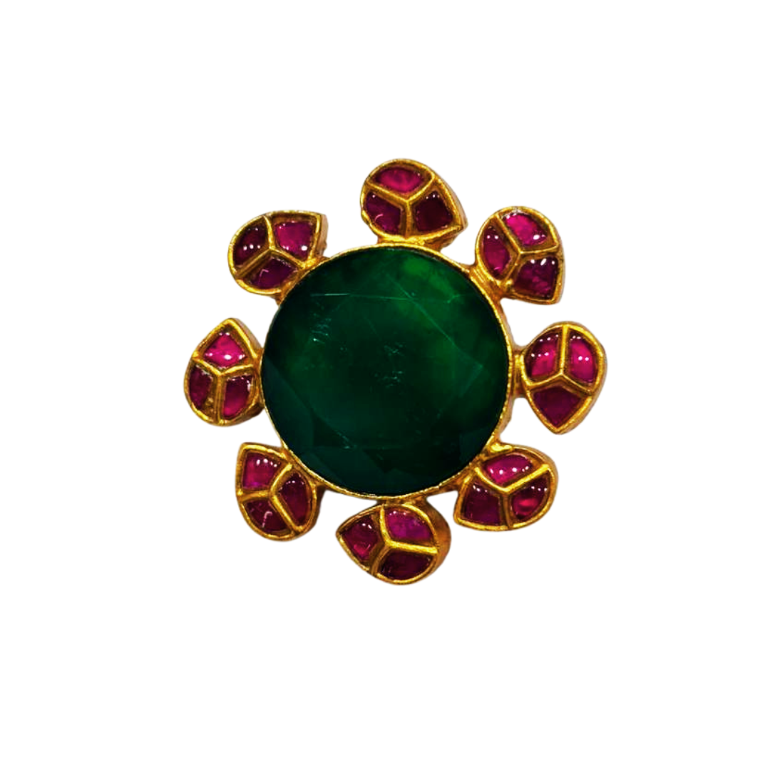 Emerald Nakshtra jadau stud earrings