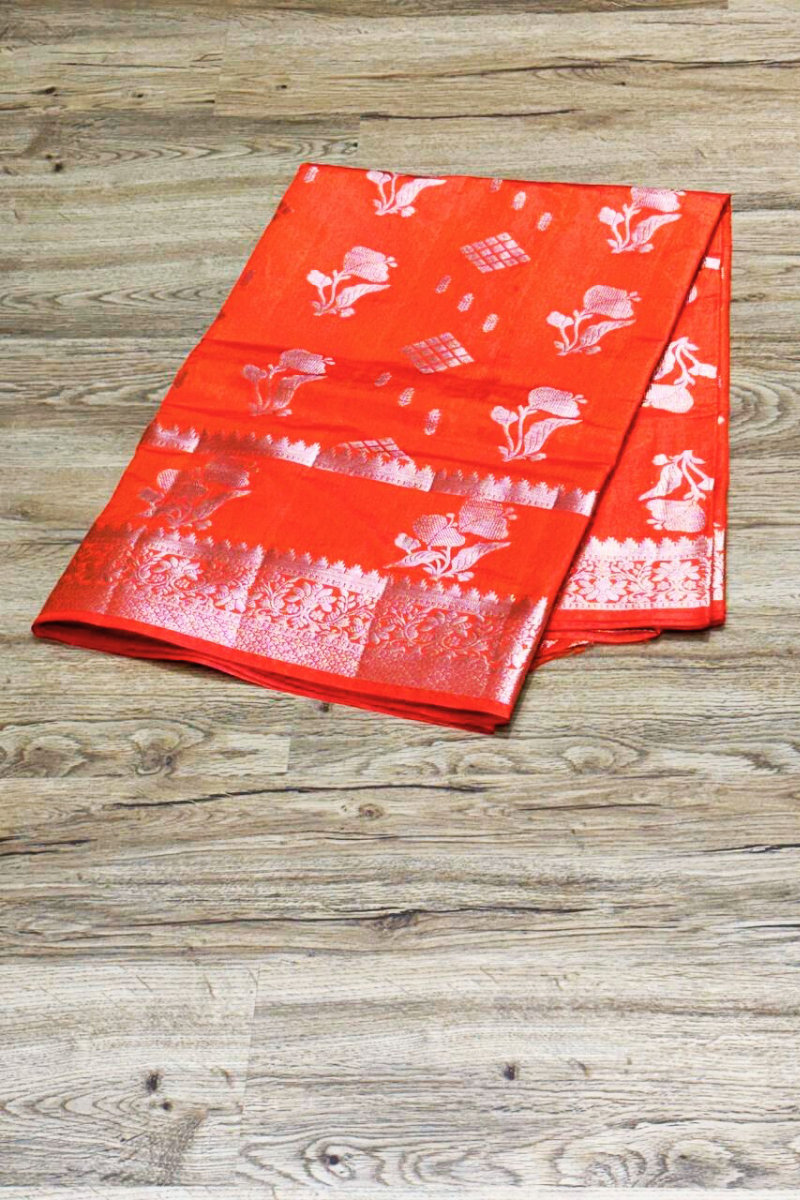 Orange Padma Banarasi saree