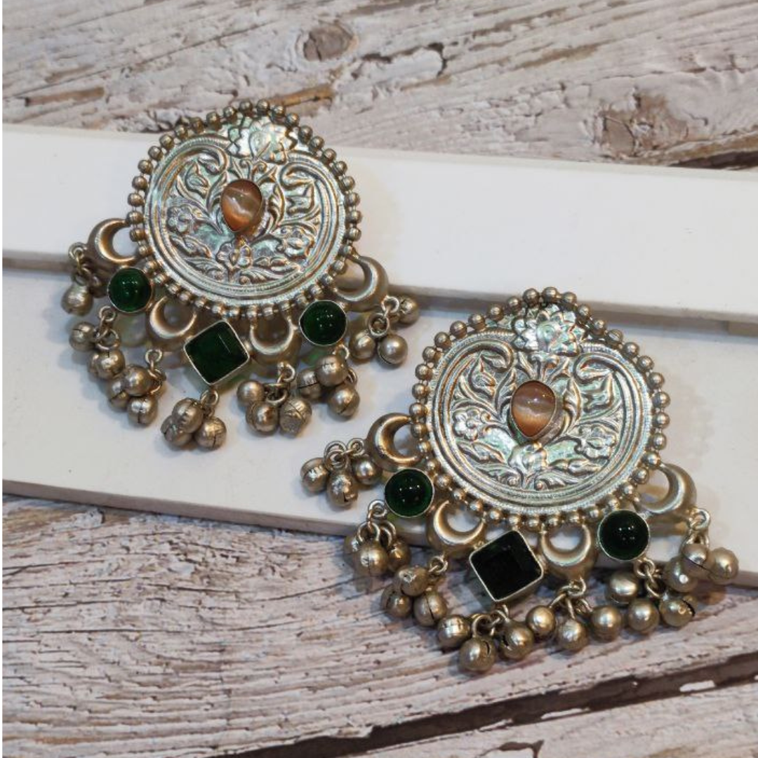 APRAJITA PEACH-GREEN EARRIN