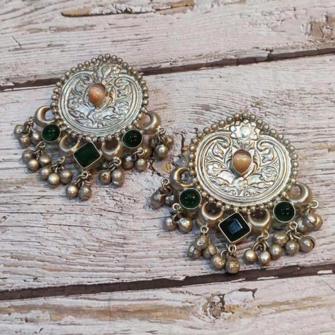 APRAJITA PEACH-GREEN EARRIN