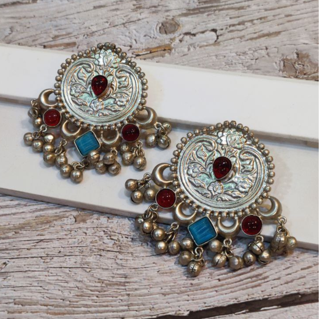 APRAJITA RED-AQUA EARRING