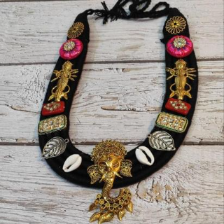 Black ganpati necklace