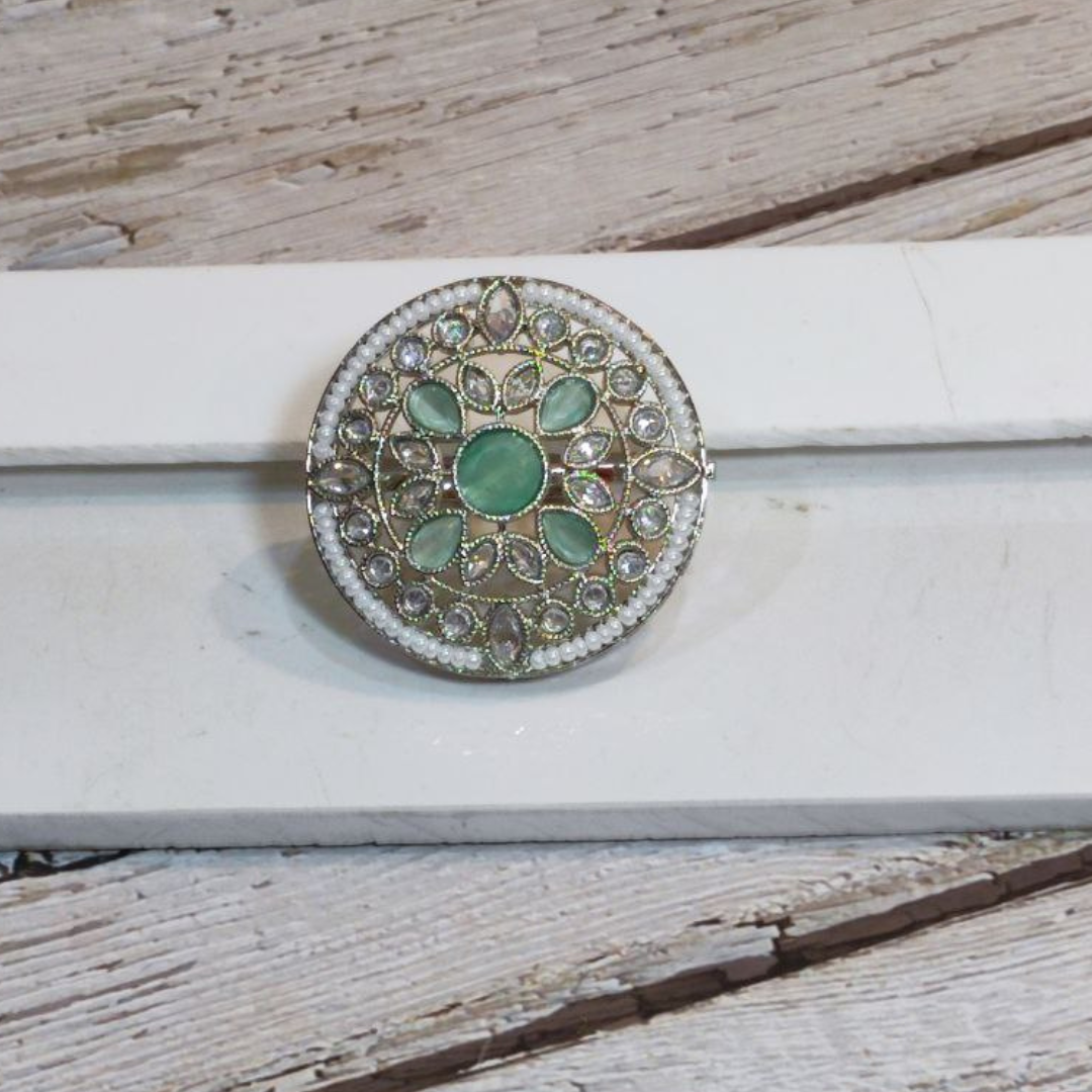 JODHA MINT-GREEN REVERSE AD RING