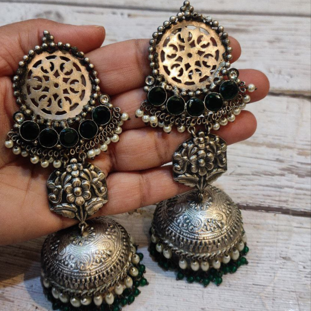 JOGANIA GREEN JHUMKA