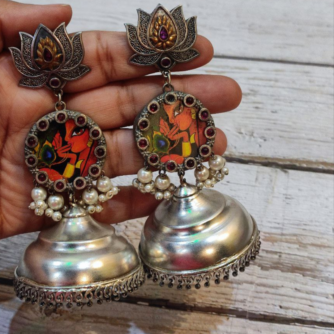 MEERA LOTUS ORANGE JHUMKA