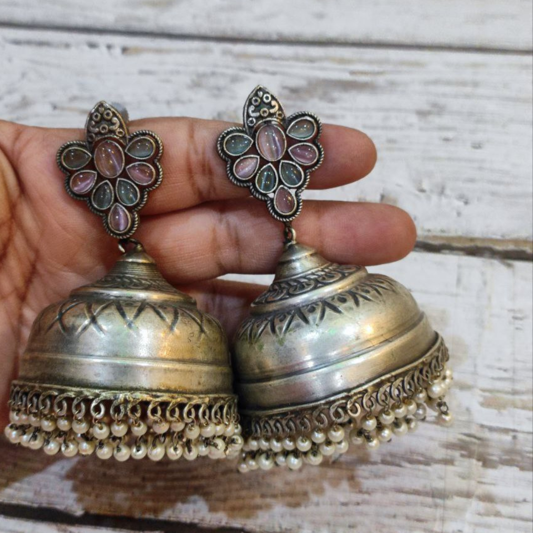 NIHAAR AQUA-PINK JHUMKA