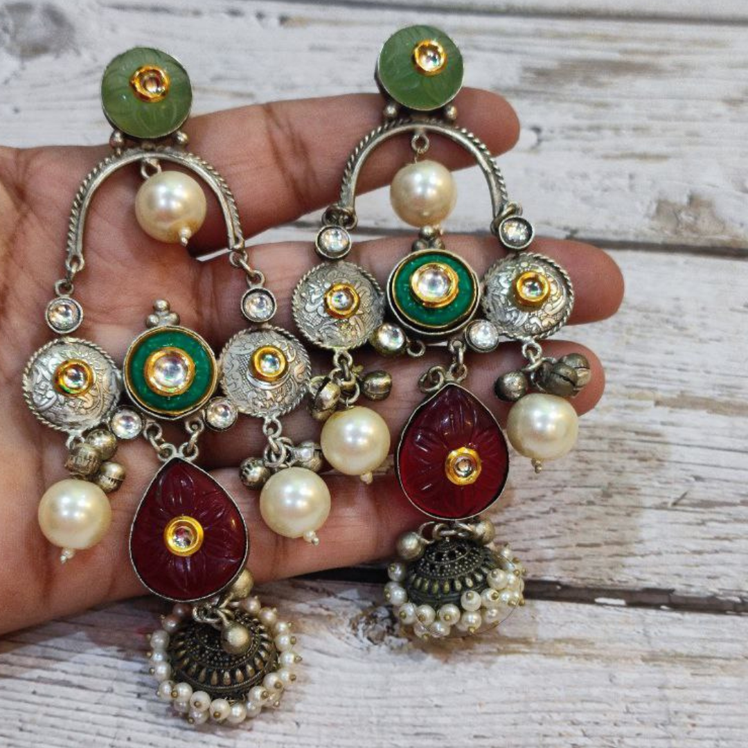 PATAKA MINTGREEN-RED EARRING