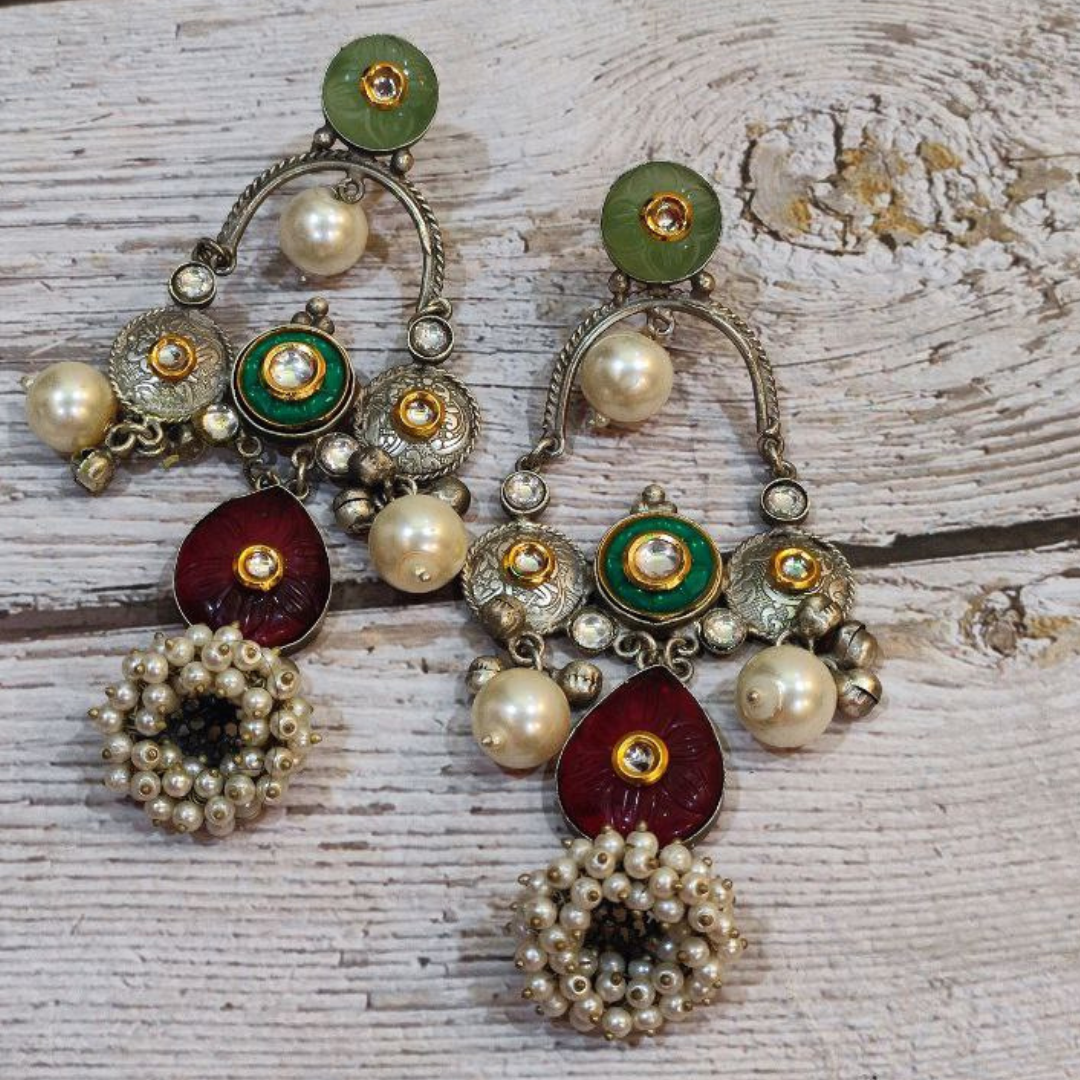 PATAKA MINTGREEN-RED EARRING