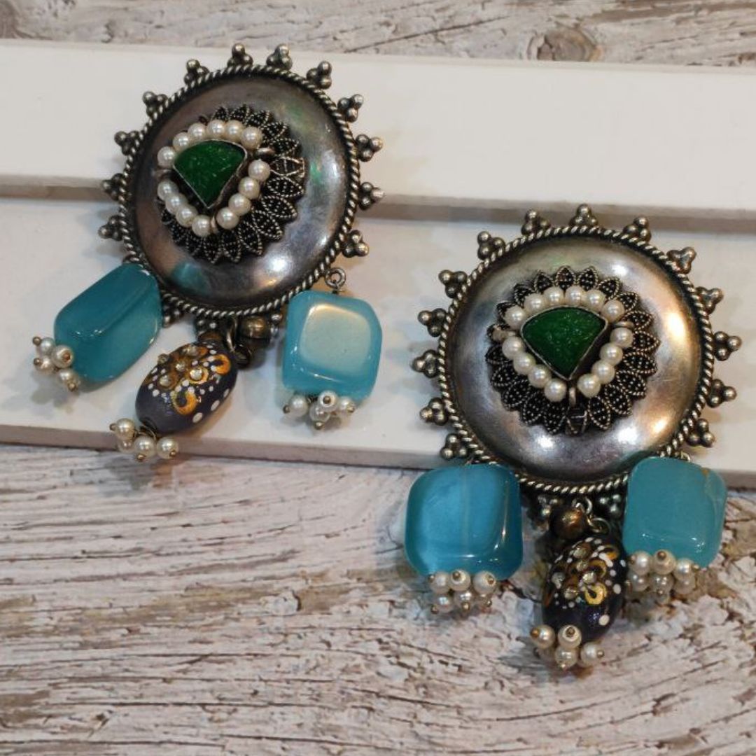 SAGARA GREEN-GREY EARRING