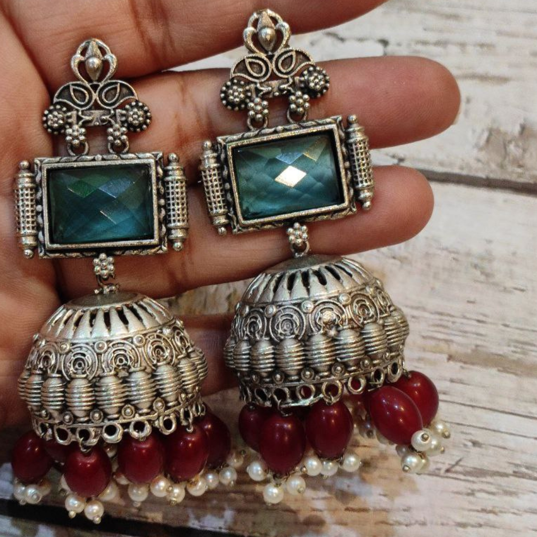ROOT (II) TURQUOISE-RED JHUMKA