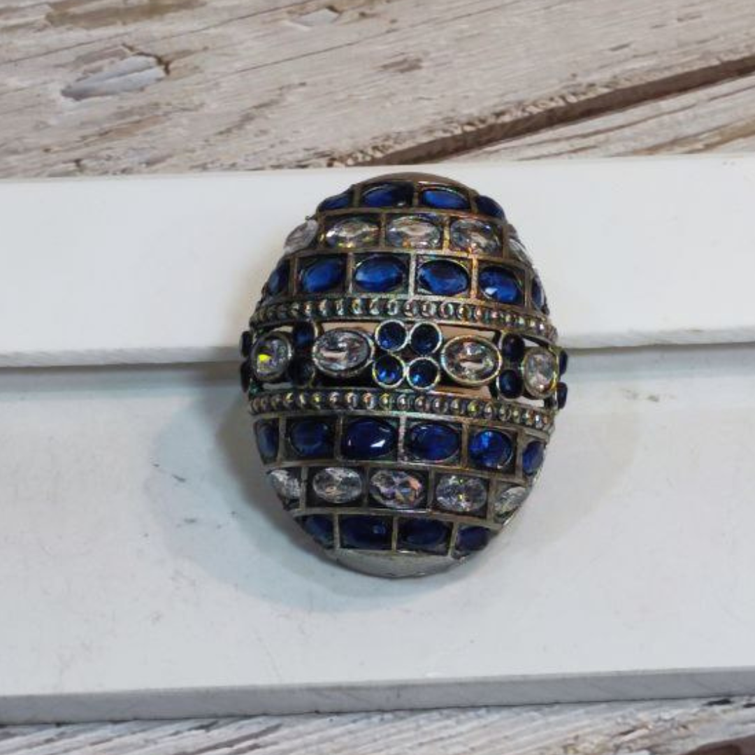 TURTLE BLUE-WHITE RING
