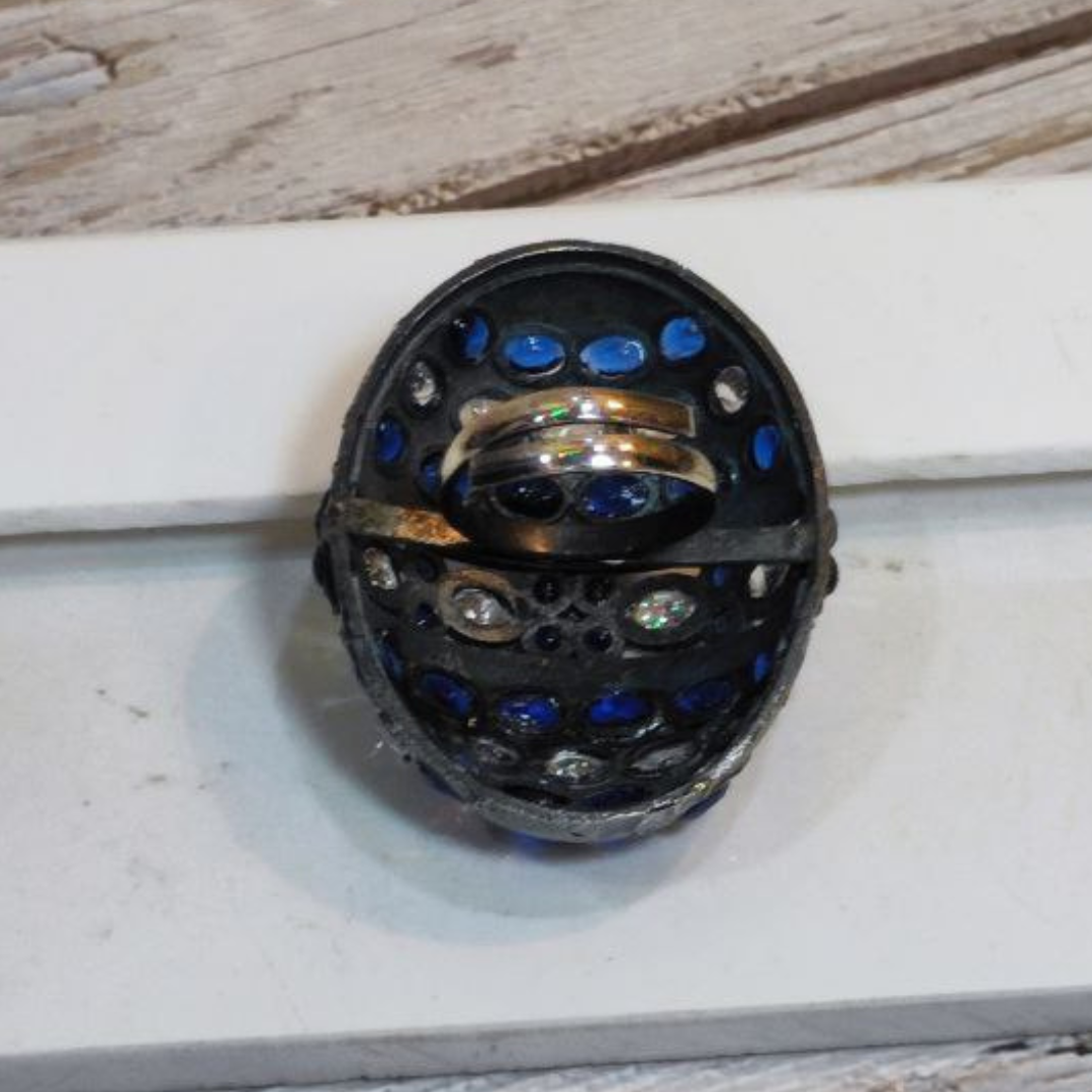 TURTLE BLUE-WHITE RING