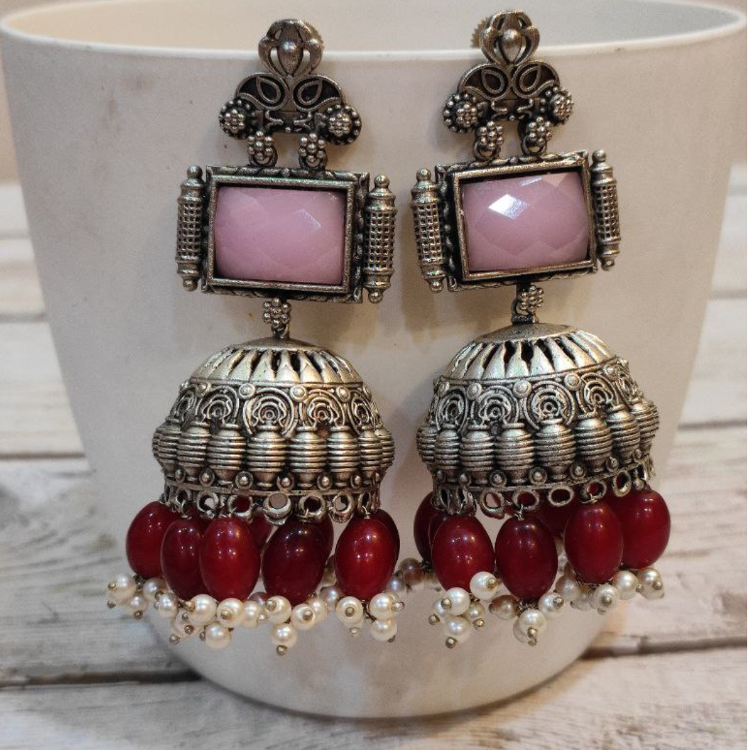 ROOT (II) PINK-RED JHUMKA