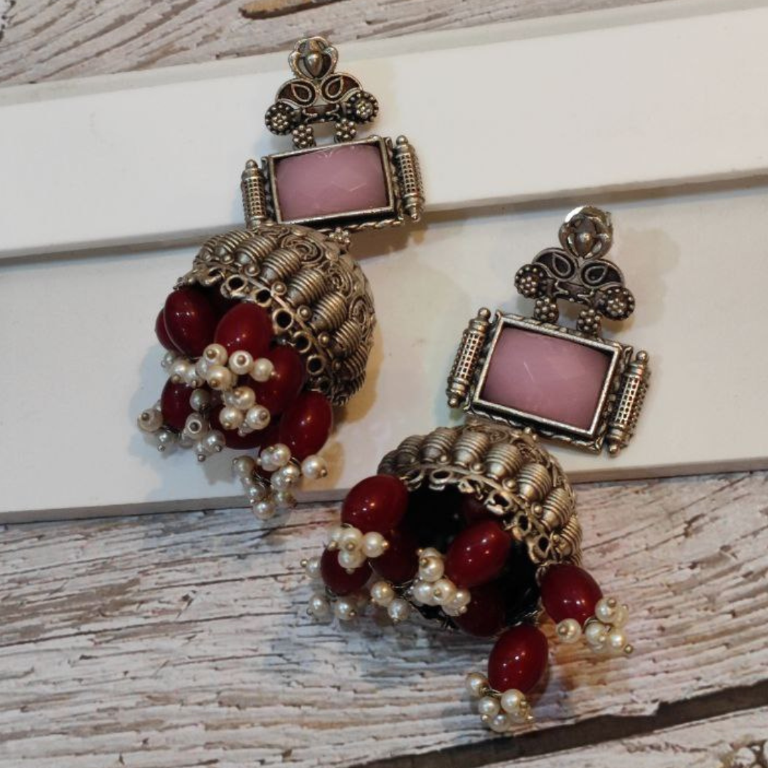 ROOT (II) PINK-RED JHUMKA