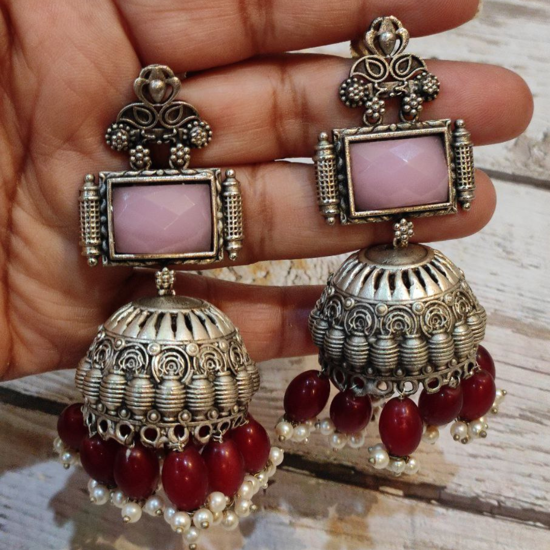 ROOT (II) PINK-RED JHUMKA
