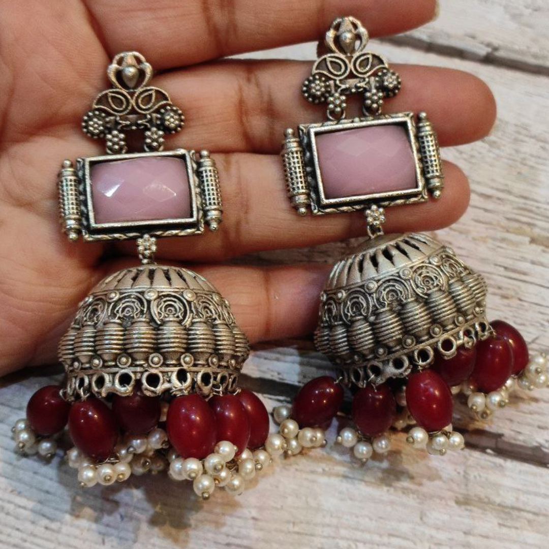 ROOT (II) PINK-RED JHUMKA