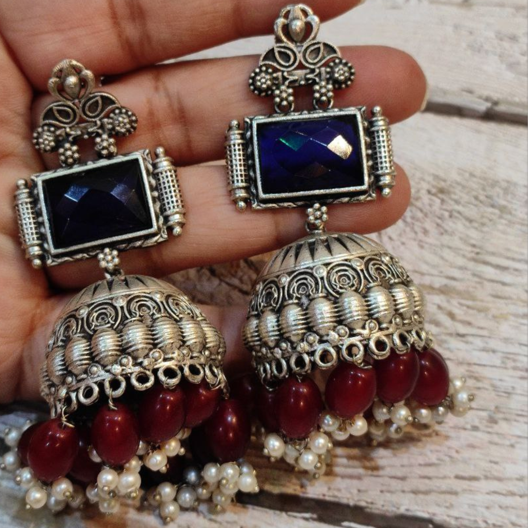 ROOT (II) BLUE-RED JHUMKA