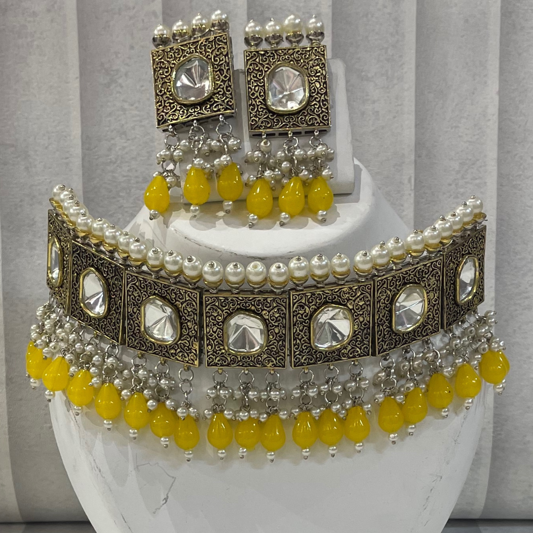 RAJWADA YELLOW NECKLACE