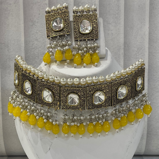 RAJWADA YELLOW NECKLACE