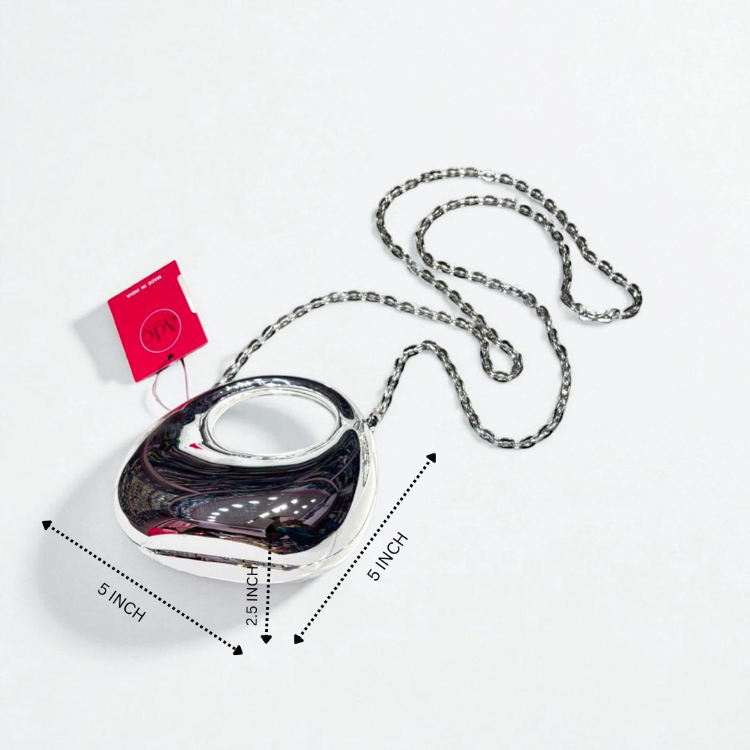 Silver tinny creacent bag