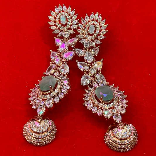 AISHWARIYA MINT GREEN AD LONG EARRING