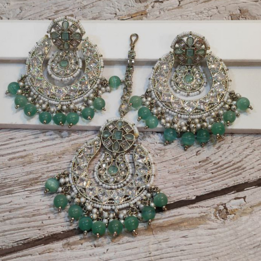 ALISHA MINT GREEN TIKKA EARRING SET