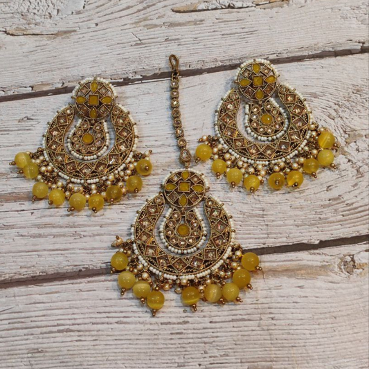 ALISHA YELLOW TIKKA EARRING SET