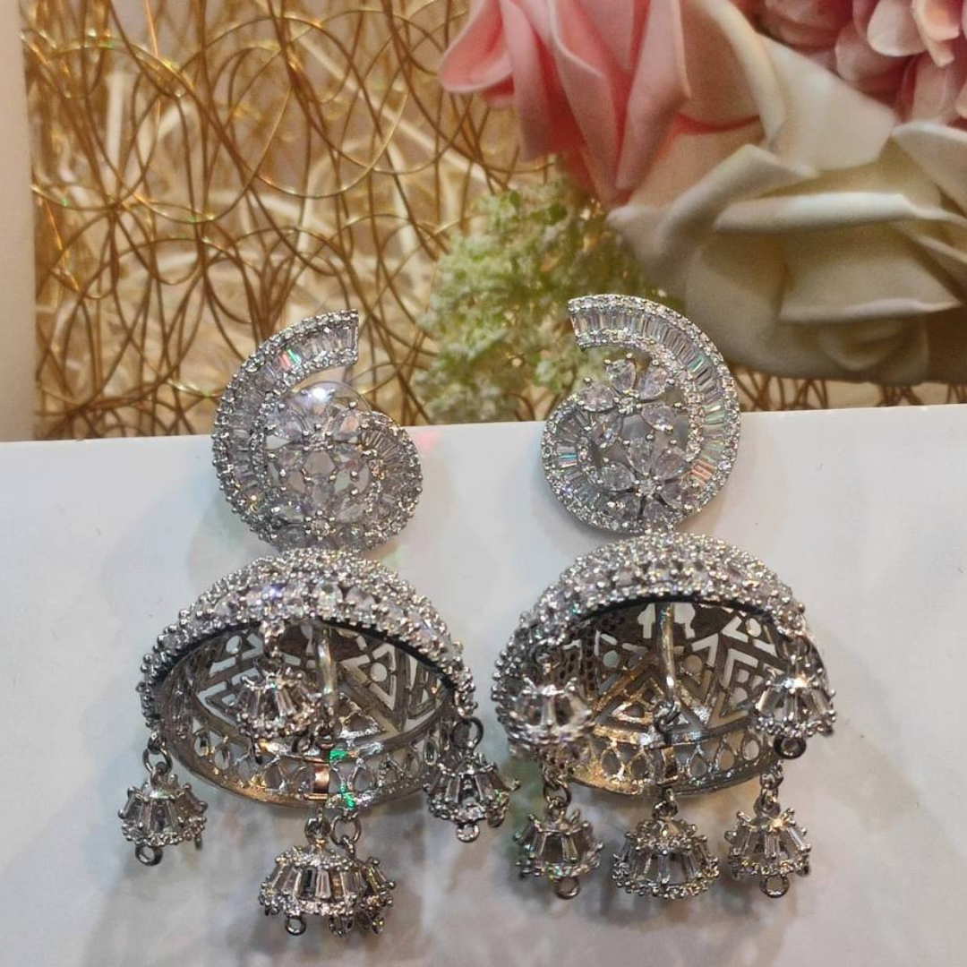 ANGELINA RHODIUM WHITE AD JHUMKA