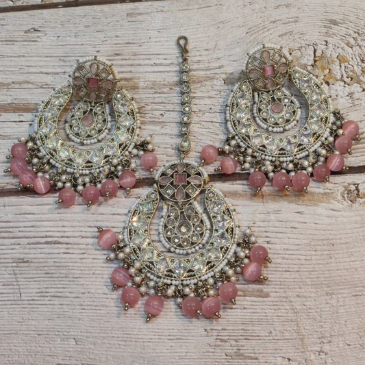 ALISHA PINK TIKKA EARRING SET