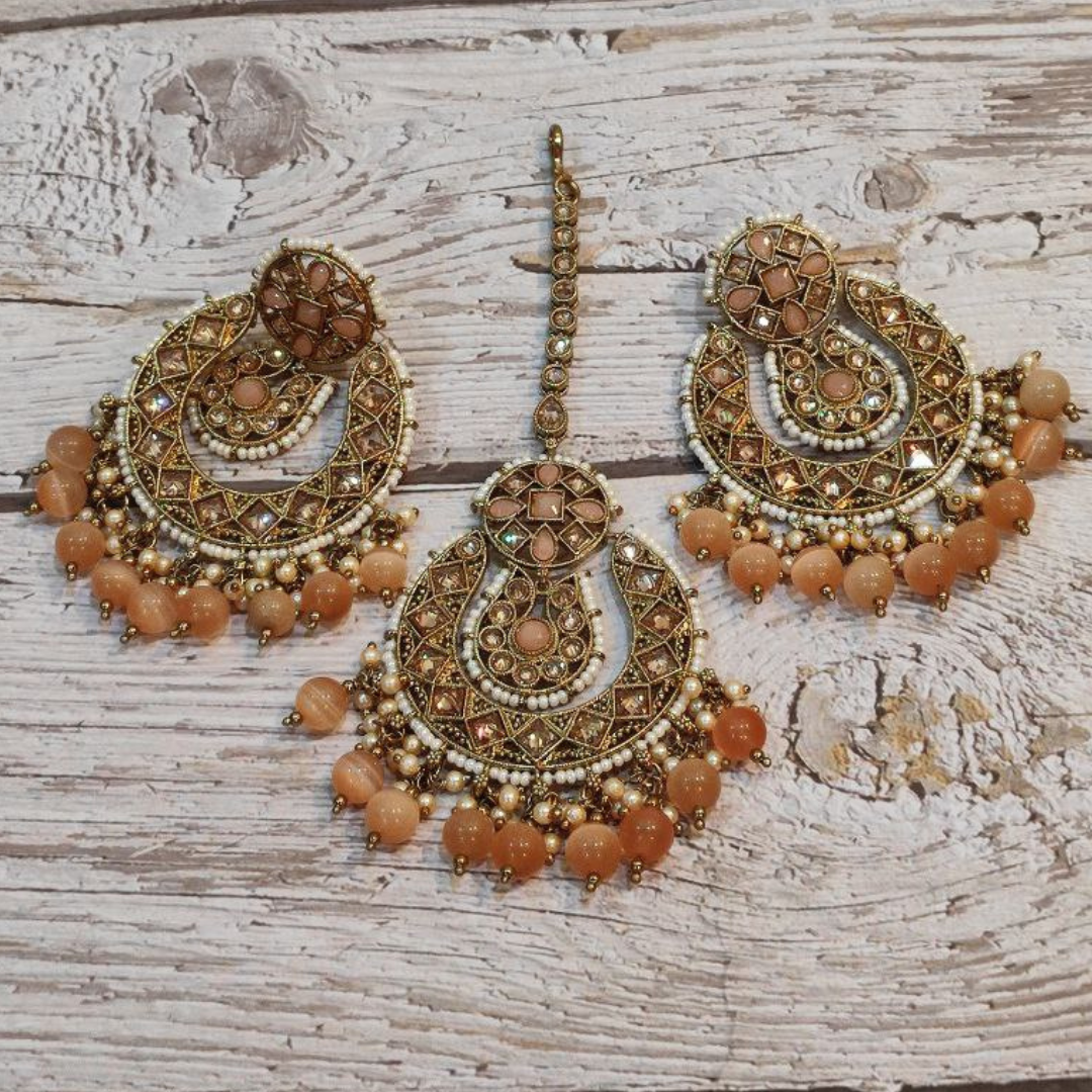 ALISHA PEACH TIKKA EARRING SETS