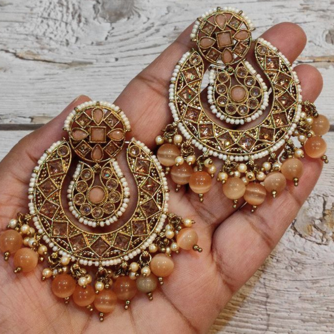 ALISHA PEACH TIKKA EARRING SETS