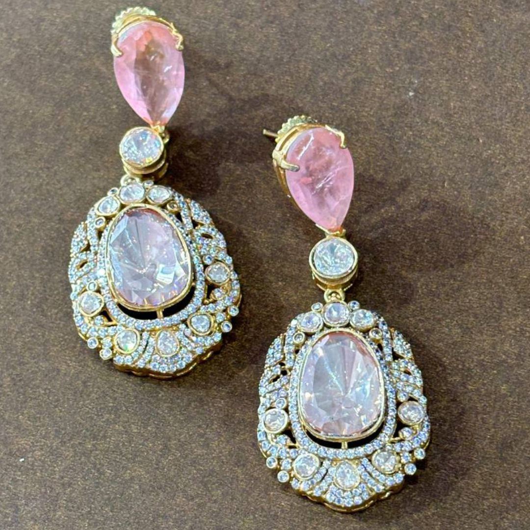 PEACH MOISSANITE SHAHI CHANDBALI