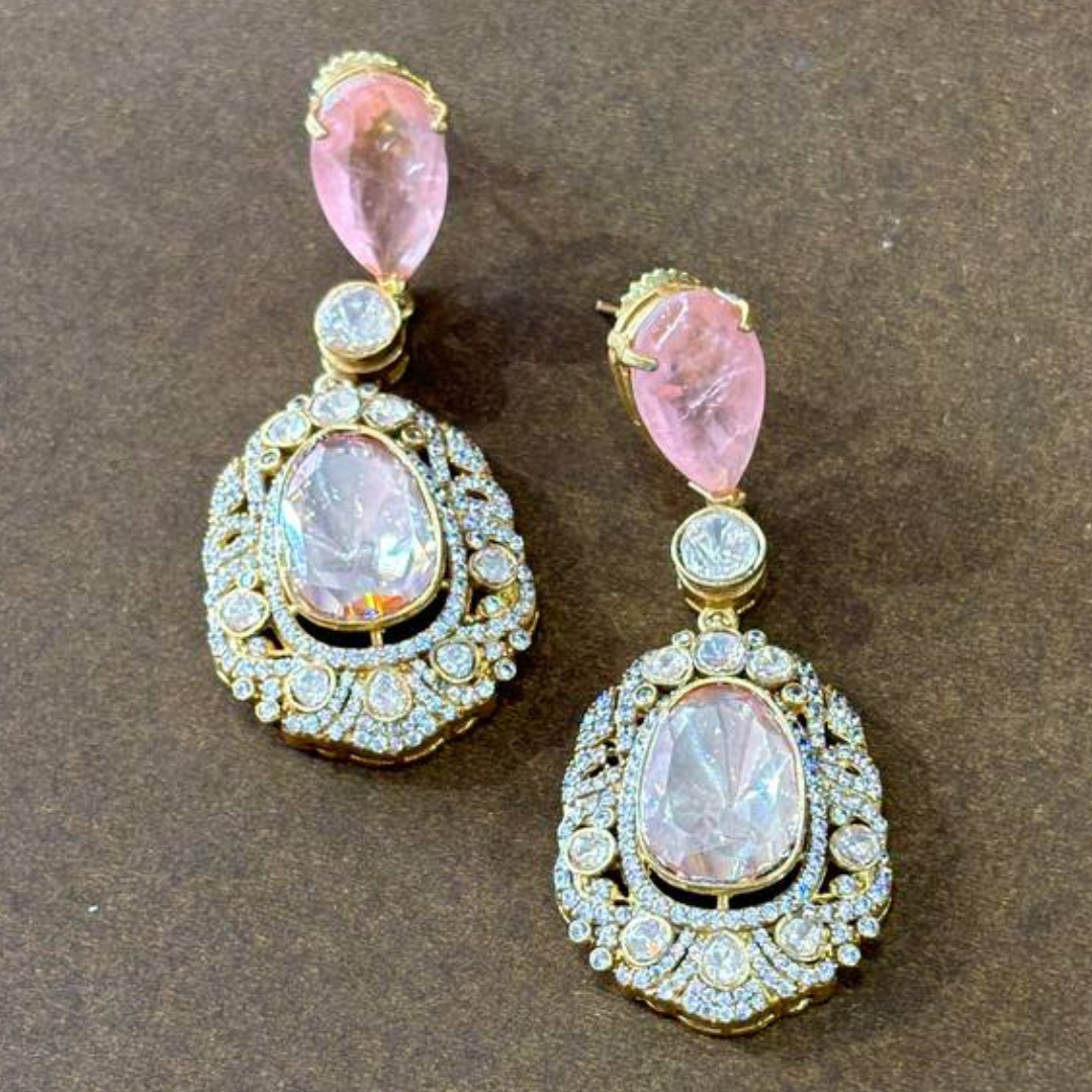 PEACH MOISSANITE SHAHI CHANDBALI