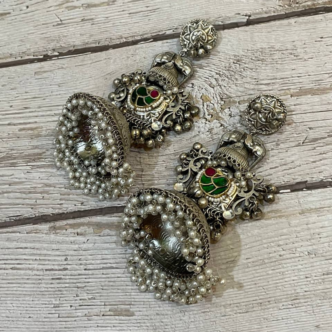 BAADSHAH SILVER JHUMKA EARRING