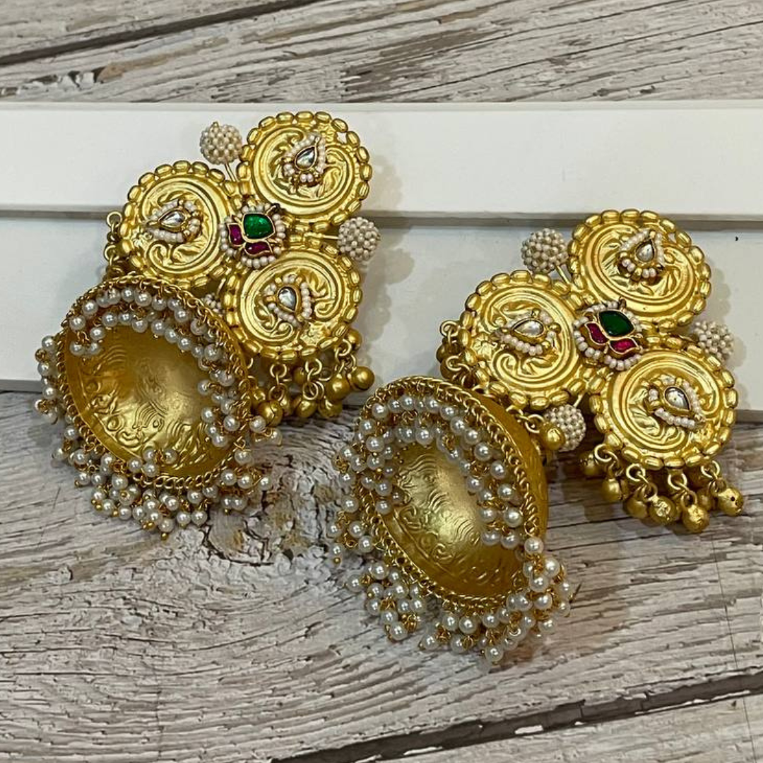 PHOOL BEGUM GOLDEN JHUMKA EARRING