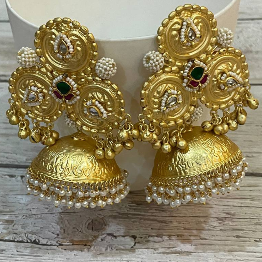 PHOOL BEGUM GOLDEN JHUMKA EARRING