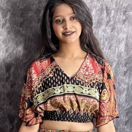 FIDA ORANGE-MULTY BOOMPER CROP-TOP