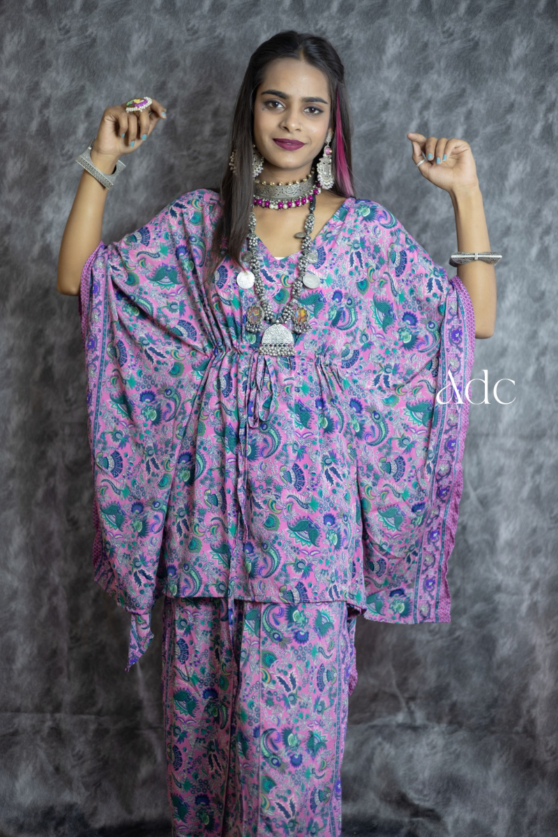 HEER PINK KAFTAAN-TROUSER DREES