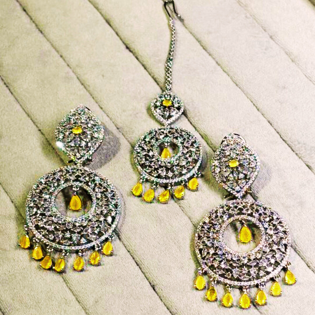 HELENA YELLOW AD TIKKA EARRING SET