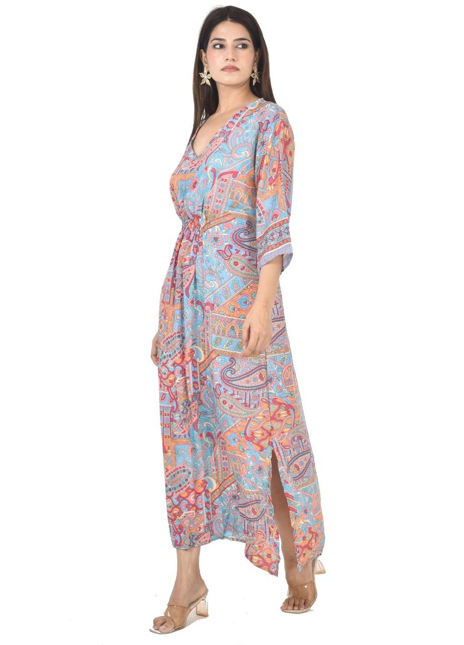 NAZAM TURQUOISE-PINK MAXI DRESS