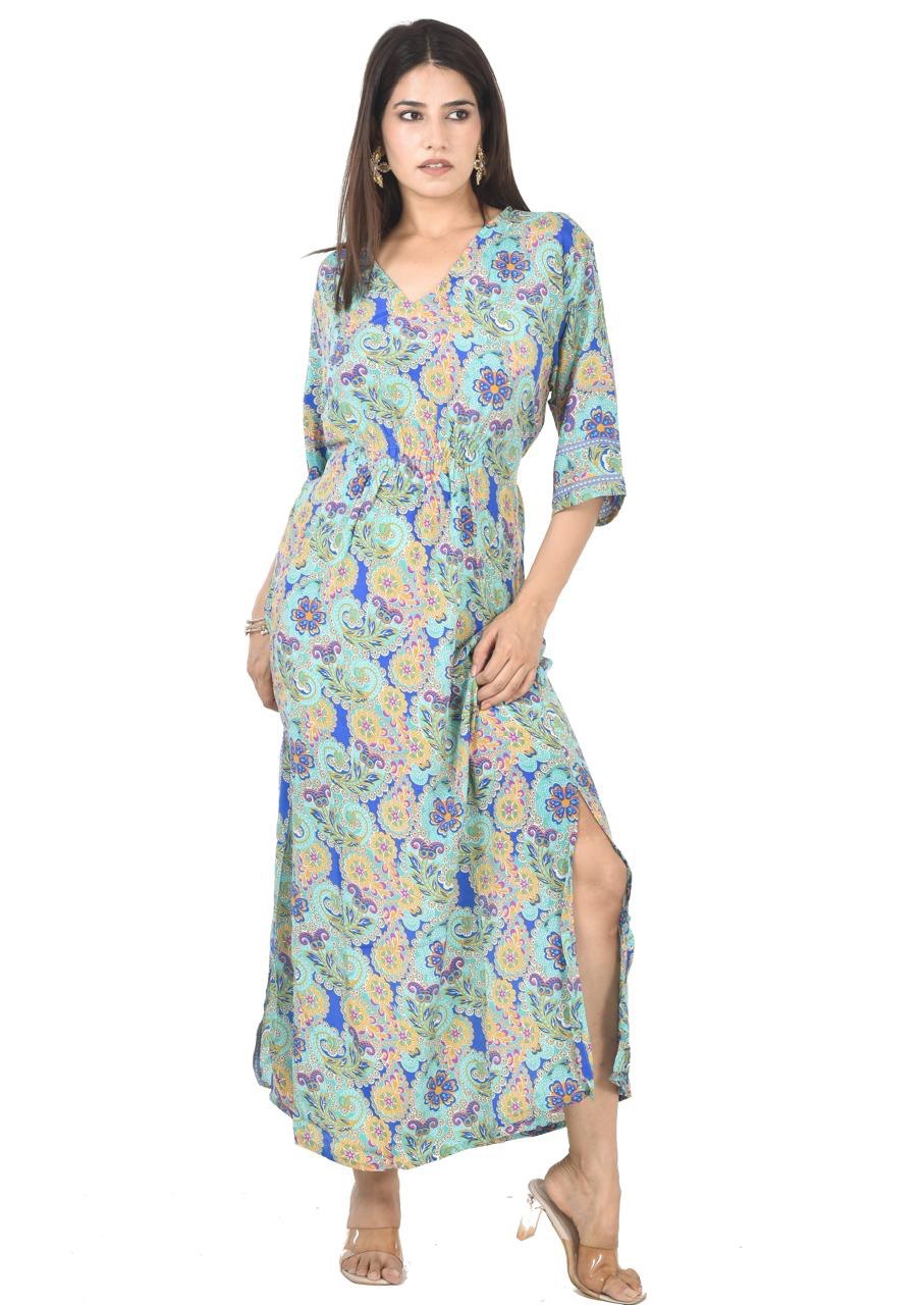 NAZAM GREEN-YELLOW MAXI DRESS