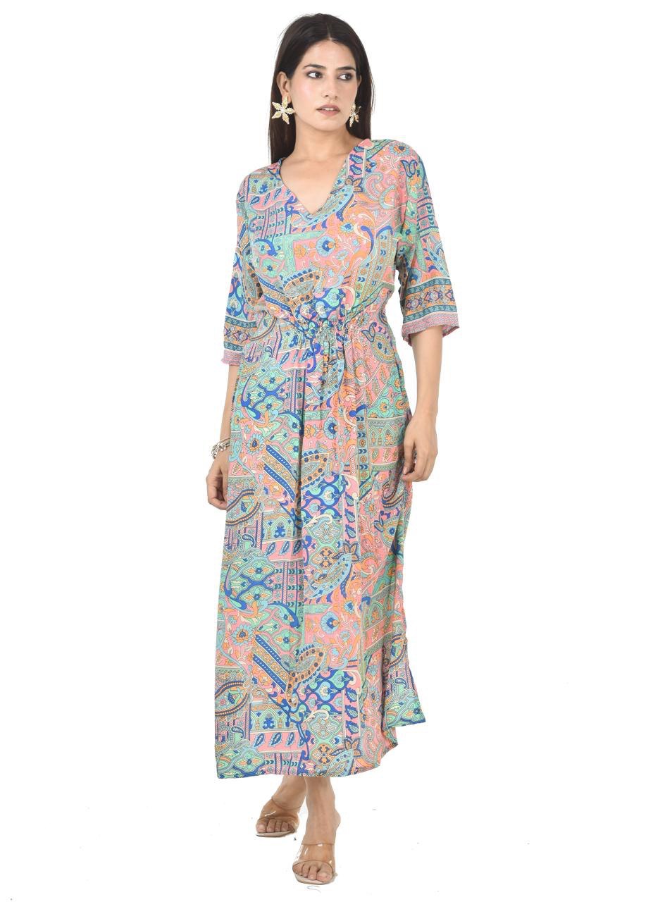 NAZAM GREEN-MULTY MAXI DRESS