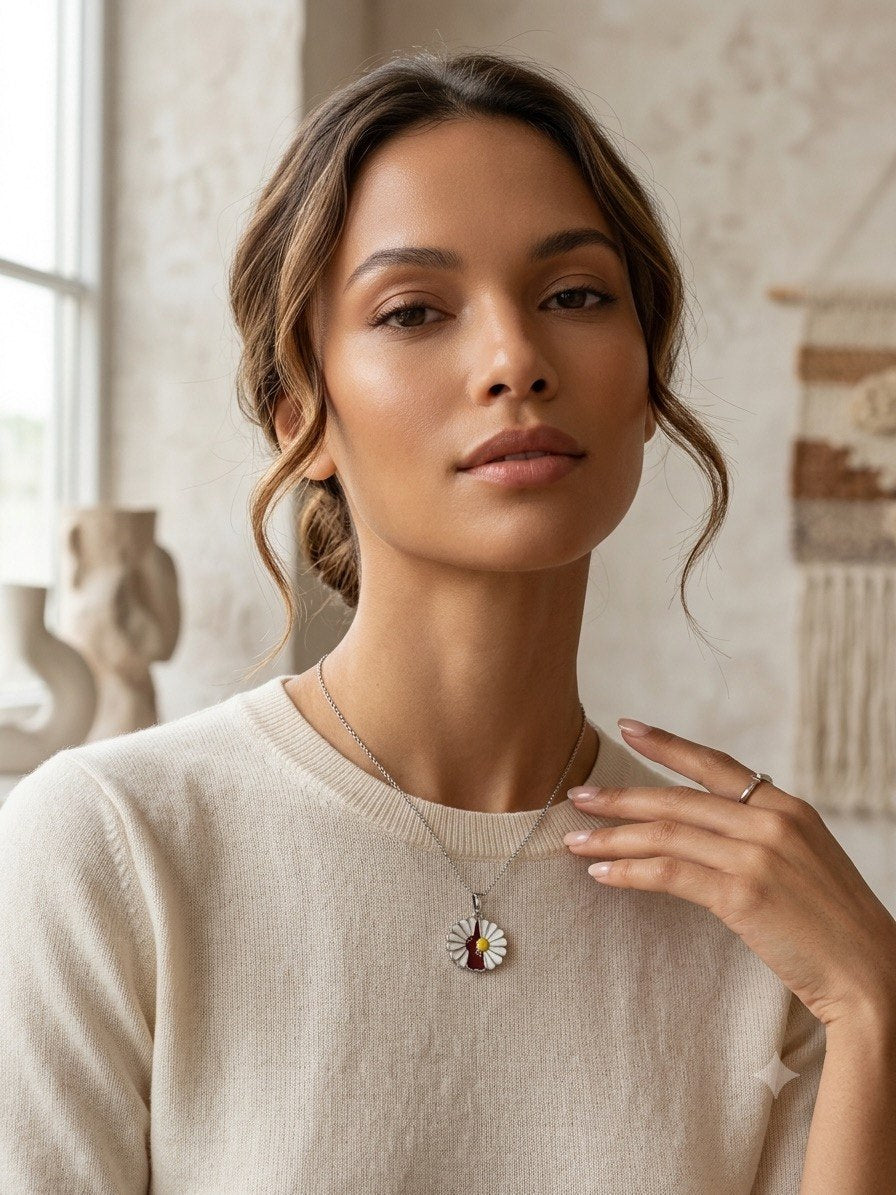 Flora 2 in 1 silver chain necklace