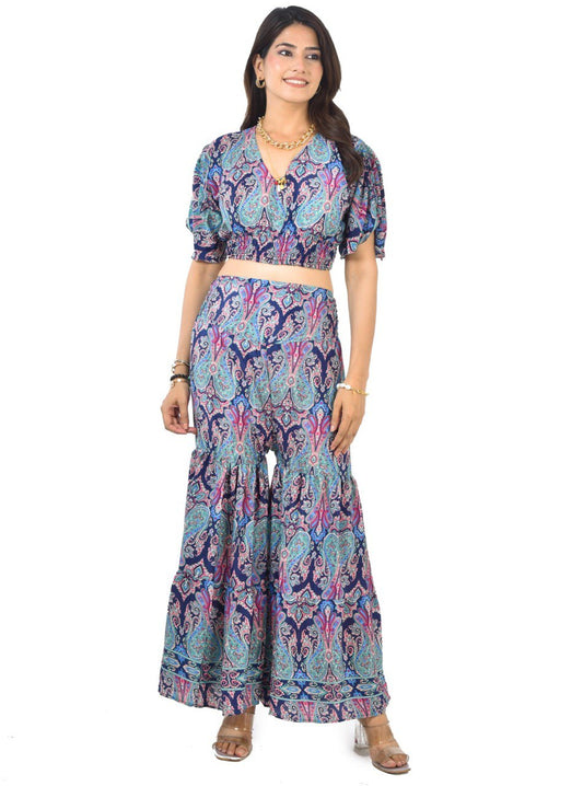 KYLIE SHARARA-BL CO-ORD SET