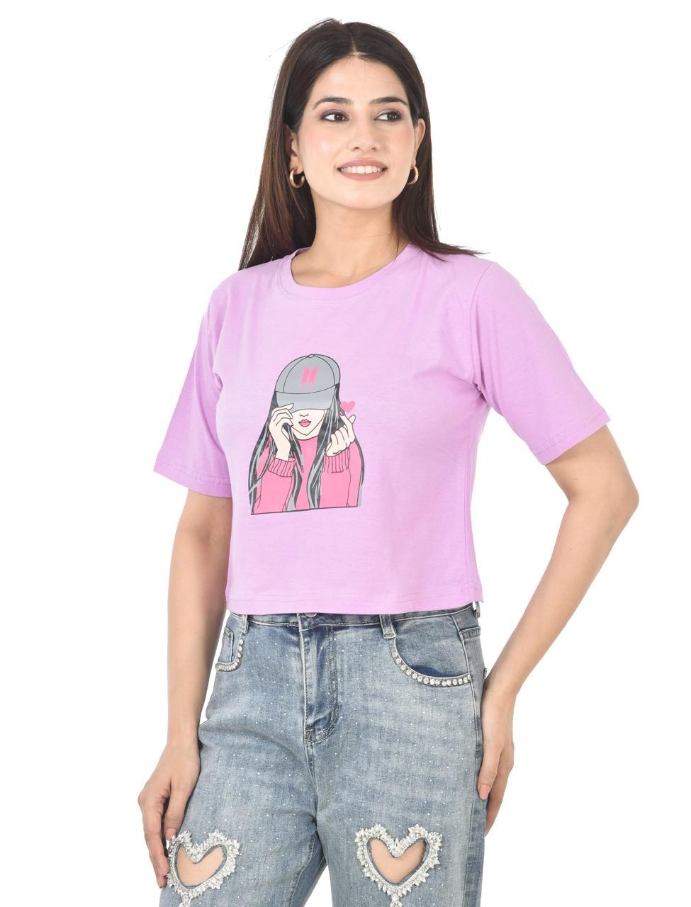 Mary lavender T-Shirt Crop Top