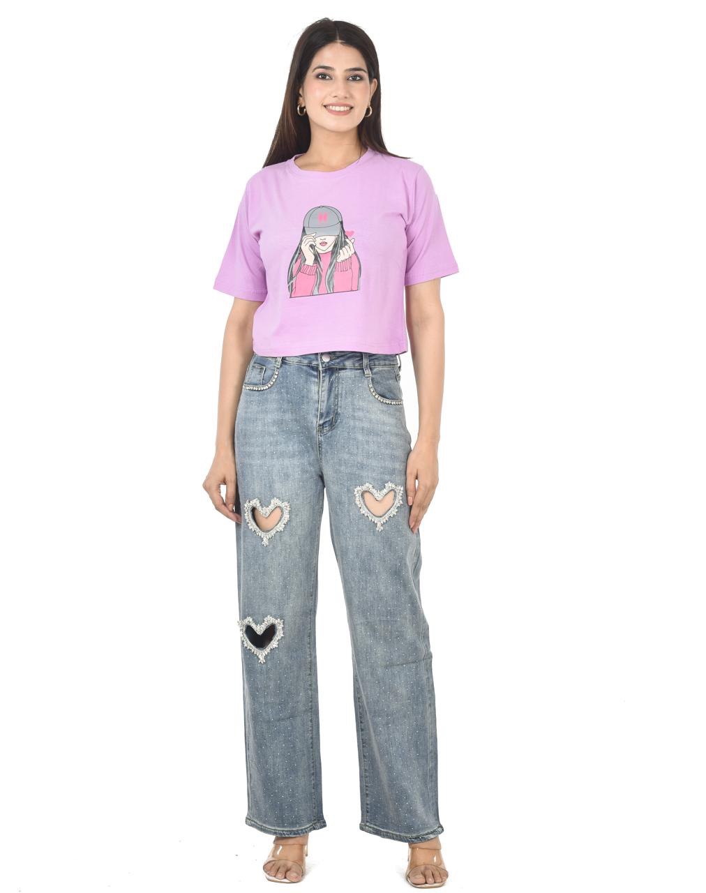 Mary lavender T-Shirt Crop Top