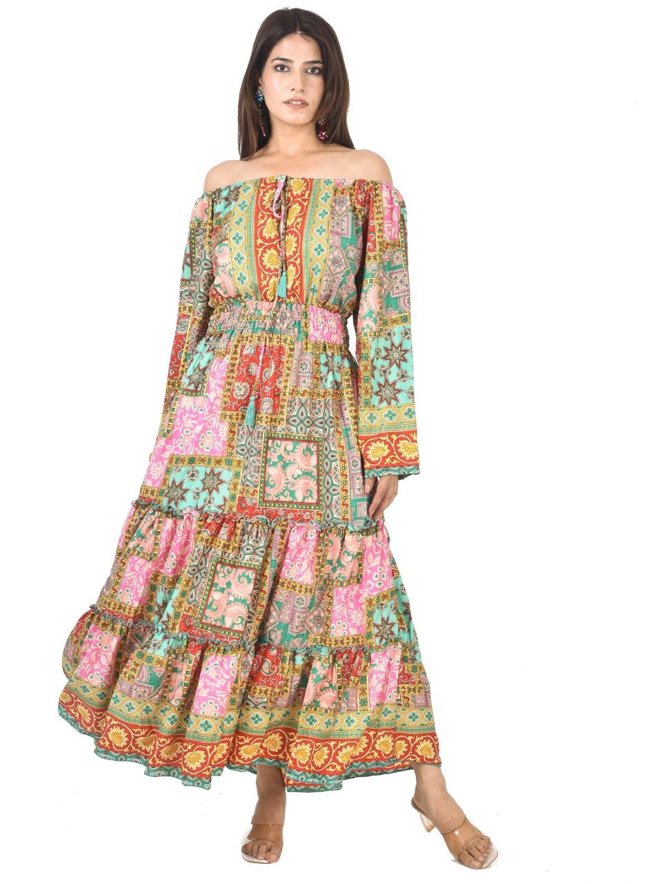KIM-II MULTY(O-P) LONG MIDDIE DRESS