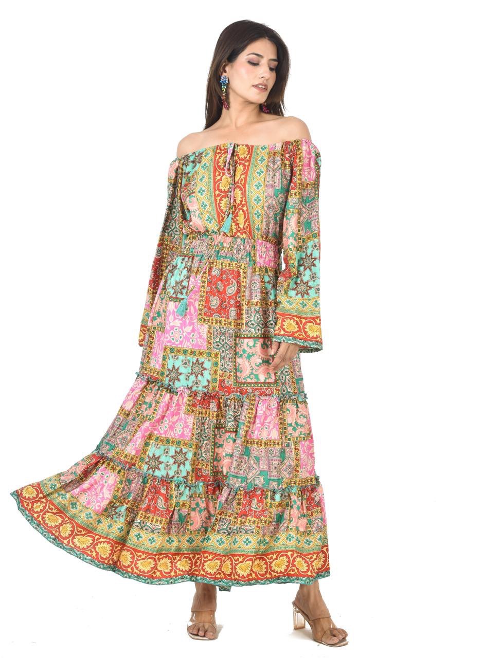 KIM-II MULTY(O-P) LONG MIDDIE DRESS